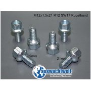 Radschraube MERCEDES M12x1,5x21 R12 Kugelbund Metall...